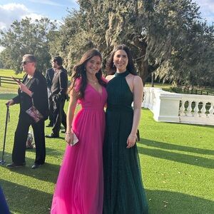 Betsy & Adam Pink Sleeveless Gown for Weddings